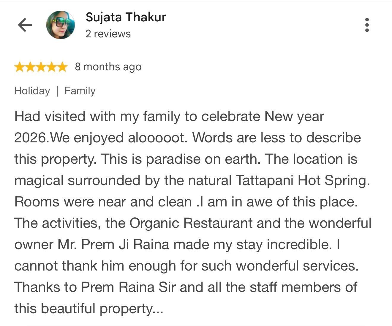 Guest review for Sandhya Hot Spring Healthcare