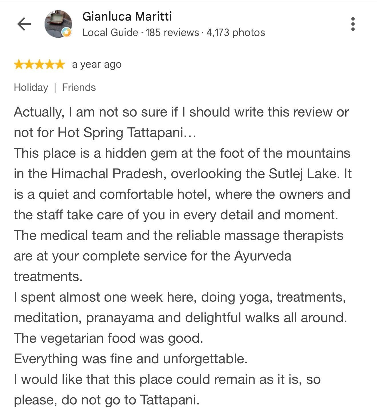 Guest review for Sandhya Hot Spring Healthcare