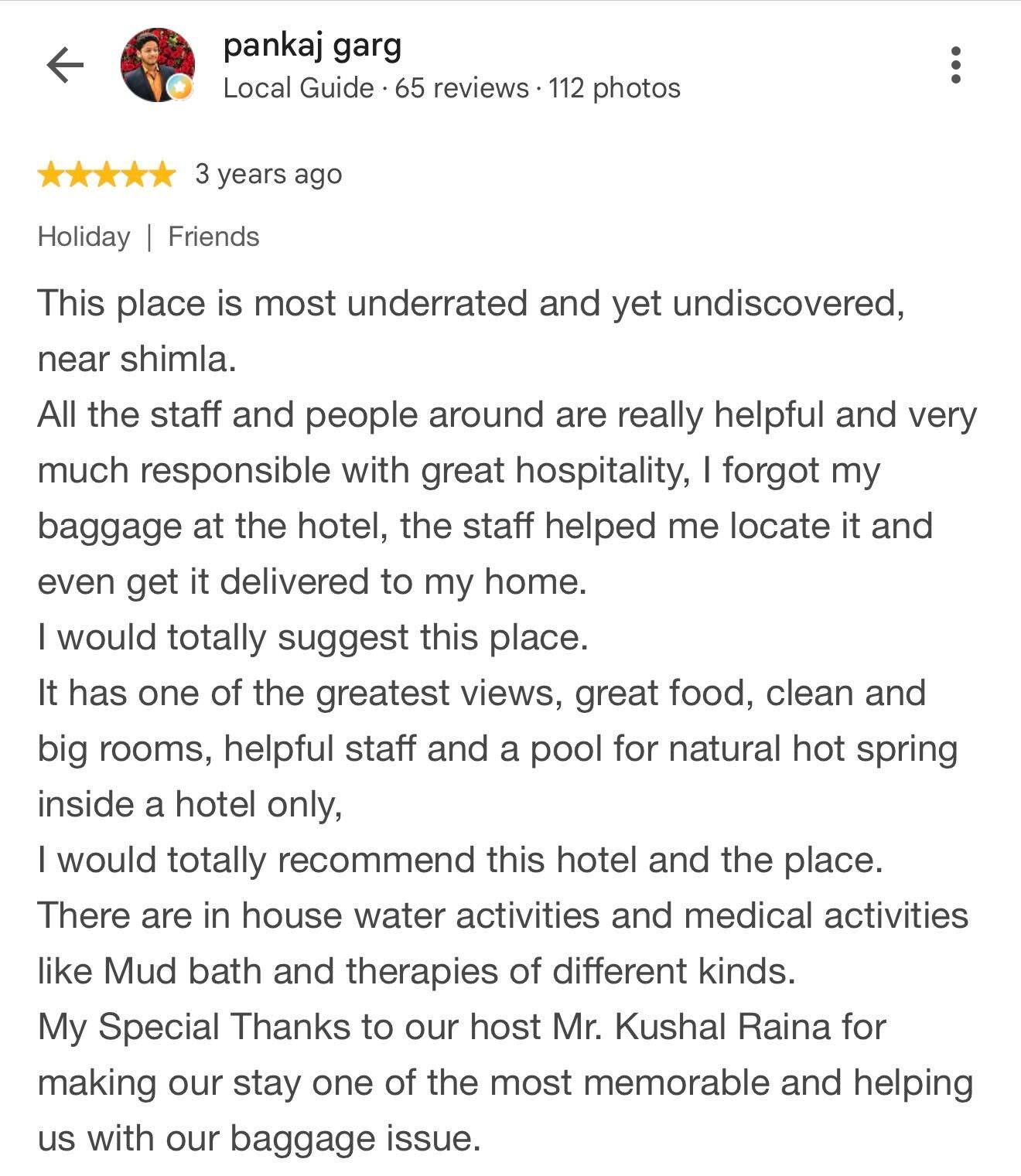 Guest review for Sandhya Hot Spring Healthcare