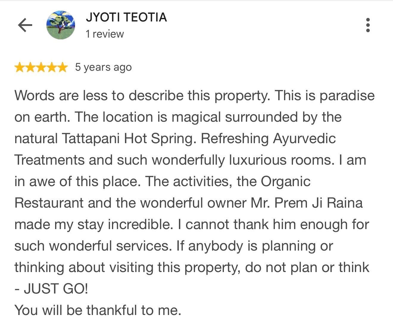 Guest review for Sandhya Hot Spring Healthcare