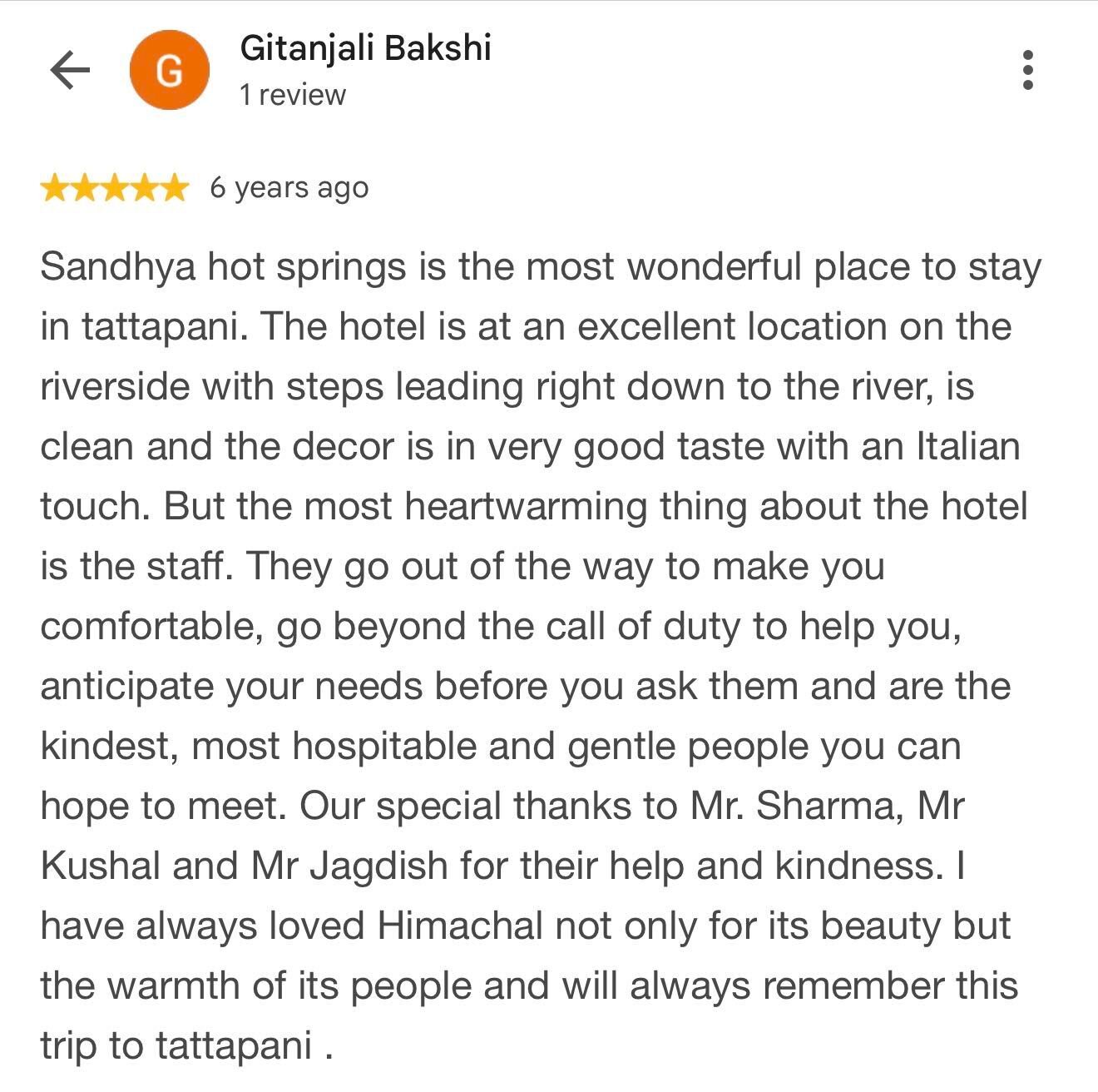 Guest review for Sandhya Hot Spring Healthcare