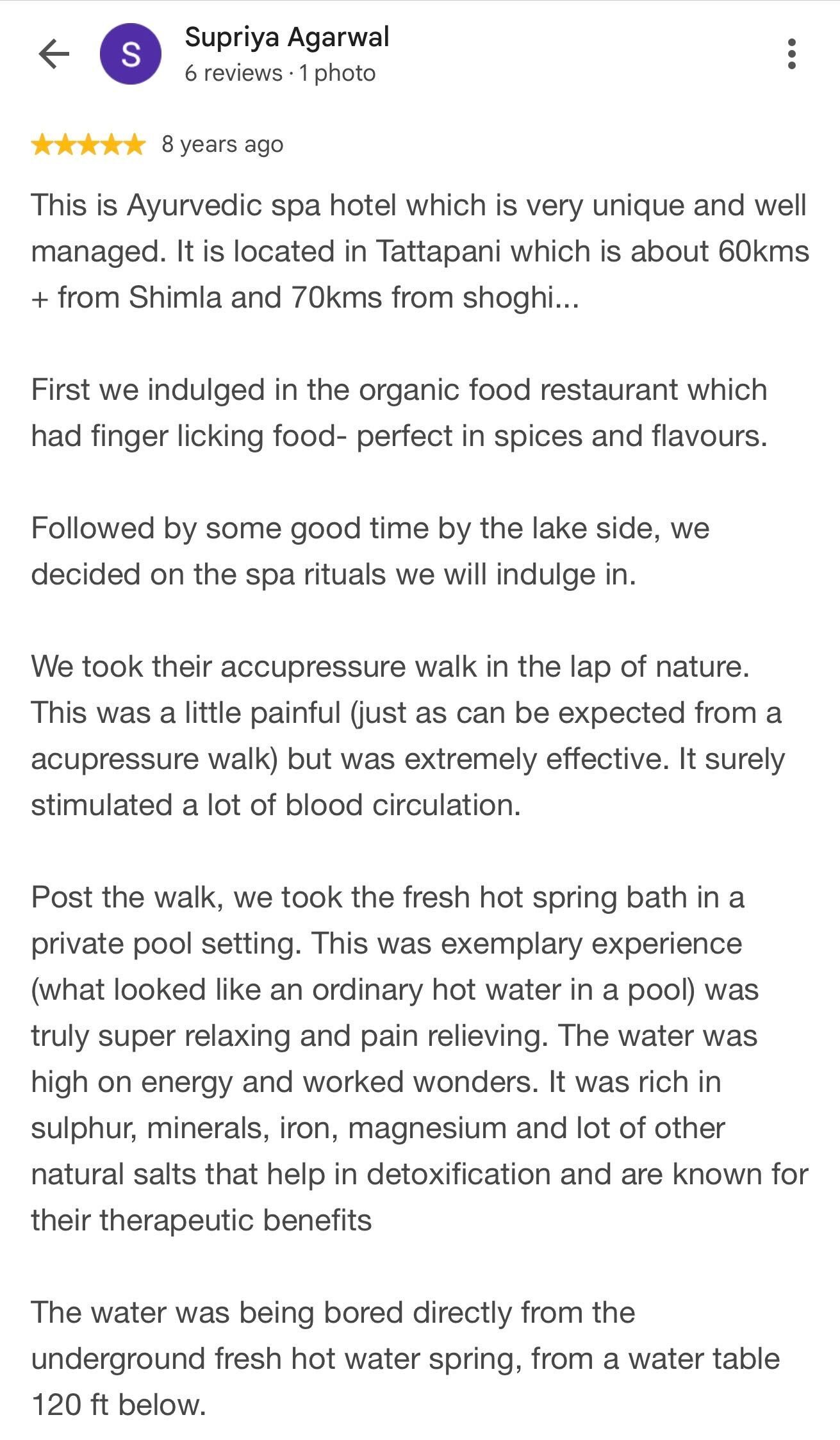 Guest review for Sandhya Hot Spring Healthcare