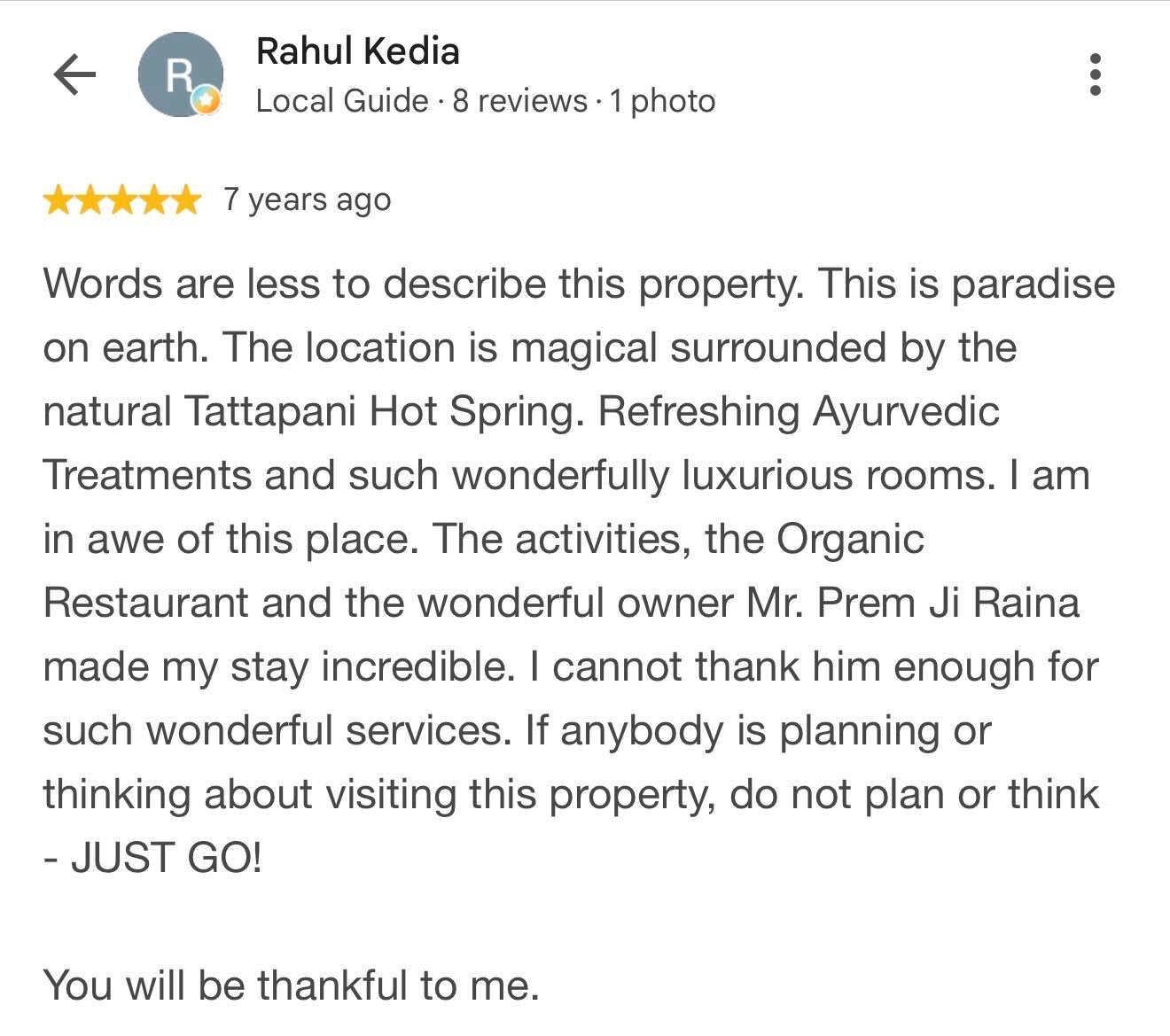 Guest review for Sandhya Hot Spring Healthcare